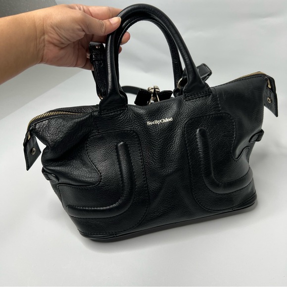 See By Chloe Kay Black Leather Satchel Shoulder Crossbody Bag - Picture 3 of 16